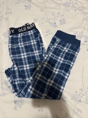 Old Navy Boys Microfleece Blue Plaid Pajama Pants (Size: M)